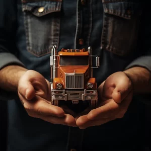 toy truck in cupped hands - insurance